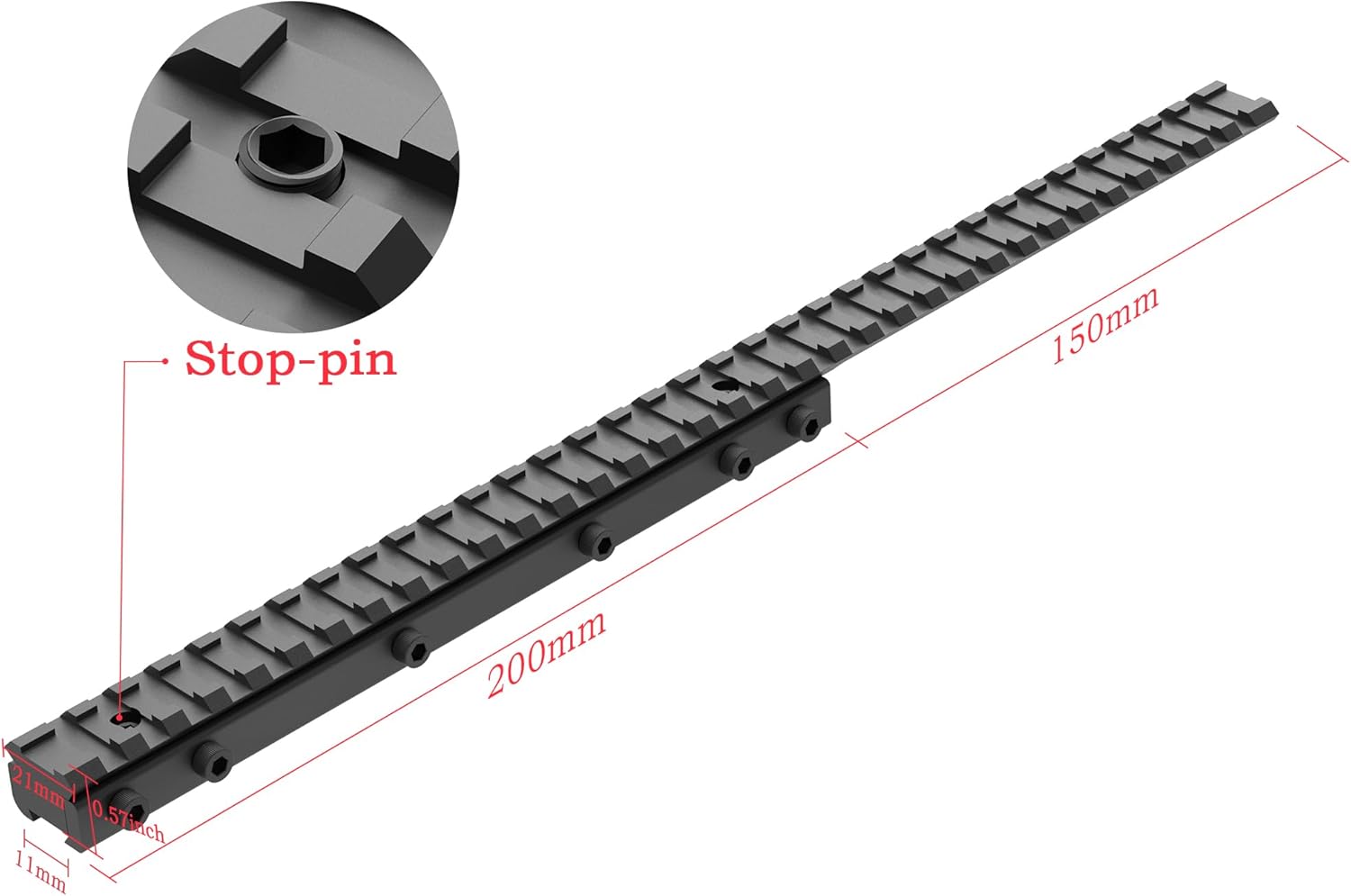 FSI 3/8" 11mm to 7/8" 20mm Dovetail to Picatinny Rail Adapter, Low Profile 11mm to 20mm Picatinny Riser Mount