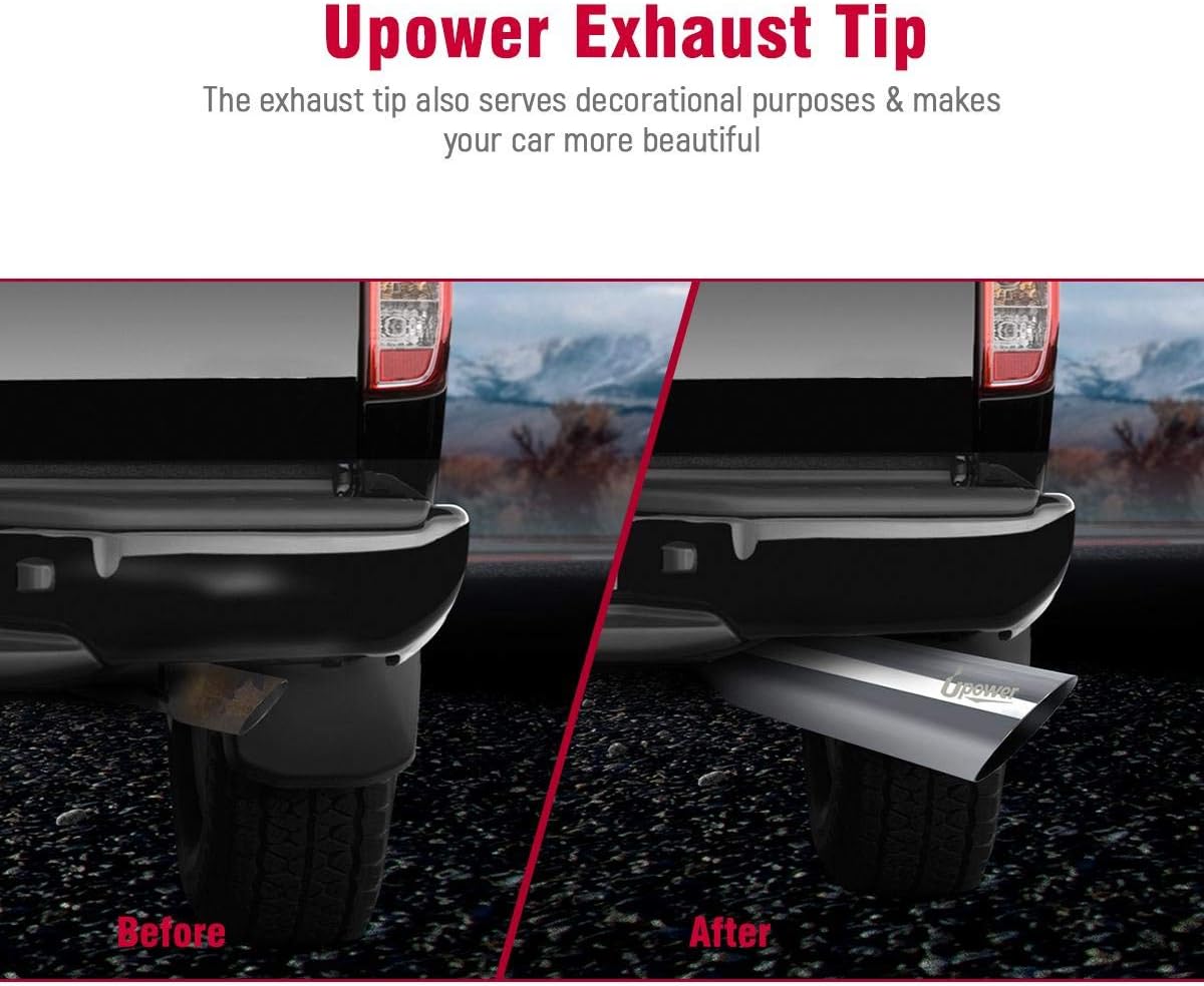 Upower Exhaust Tip 2.5" Inlet x 4" Outlet x 18" Overall Length Universal Trucks Car Stainless Steel Weld On Exhaust Tailpipe 2.5" to 4" 18" Long (2PCS)