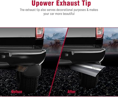Miniatura 7 de Upower Punta de escape 2.5" entrada x 4" salida x 18" longitud total universal para camionetas y autos, acero inoxidable, soldado, tubo de escape