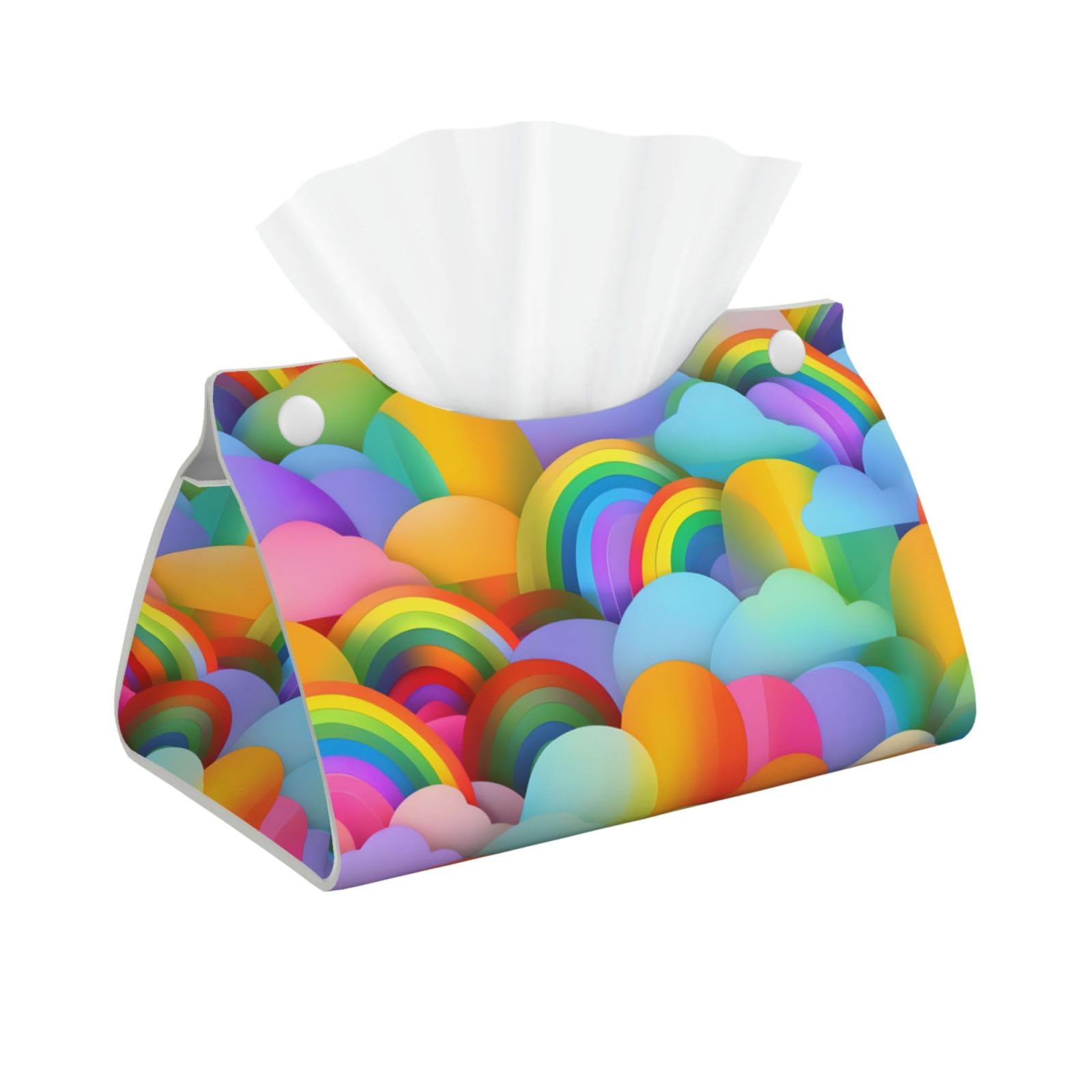 Rainbow Hearts Pattern Print Long Tissue Box Cover Tissue Dispenser Box For Living Room, Office, Car, Bathroom