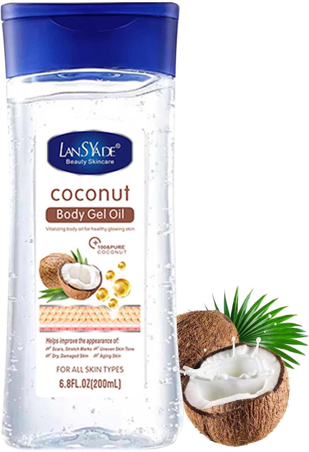 Coconut Body Oil for Women – Essential Oil for Body & Face – Natural Massage Body Oil for Dry Skin – Hydrating Body Oil – Easy Absorb Skin Oil for Skin, Face, Hair, Scalp, Nails, Scars (200ml)