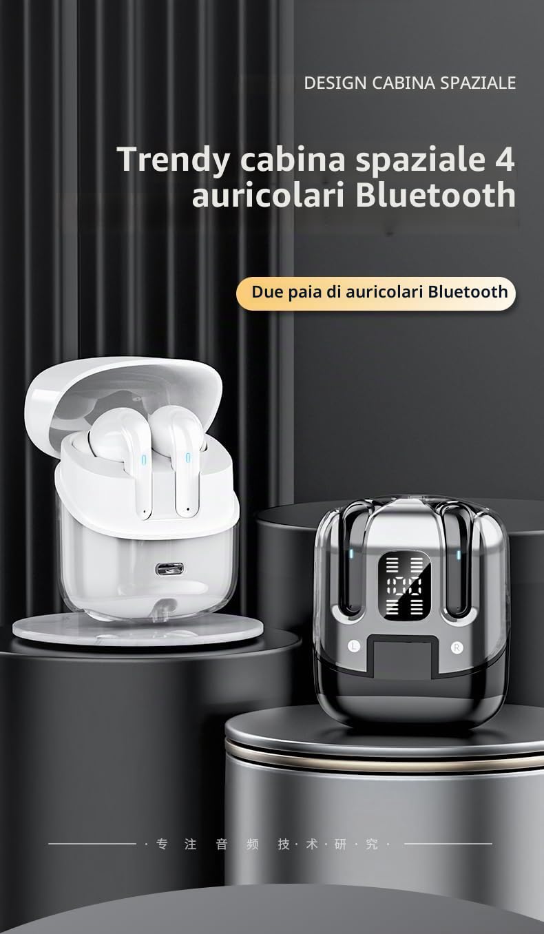 Auricolari Doppi Senza Fili - 4 in 1 Scatola di Ricarica Dual 80H Batteria - Cuffie Bluetooth - Auricolari Bluetooth - Auricolari - Cinturino Magnetico Regalo