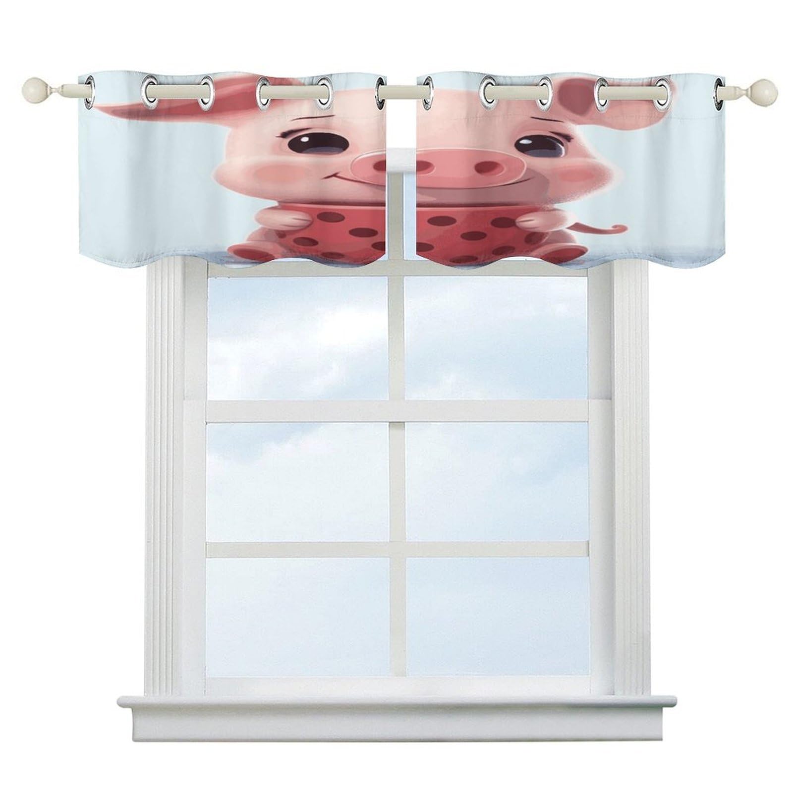 Cortinas opacas para ventanas de cocina y baño con cenefa moderna de 52 x 18.1 pulgadas