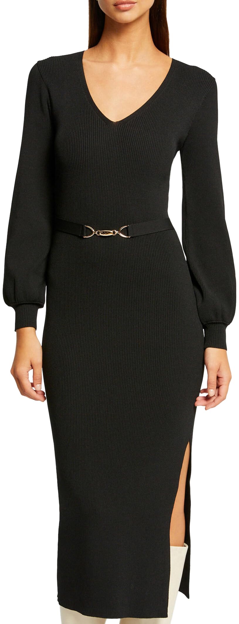 Morgan Dress Long Sweater Adjusted to Black Ornament S