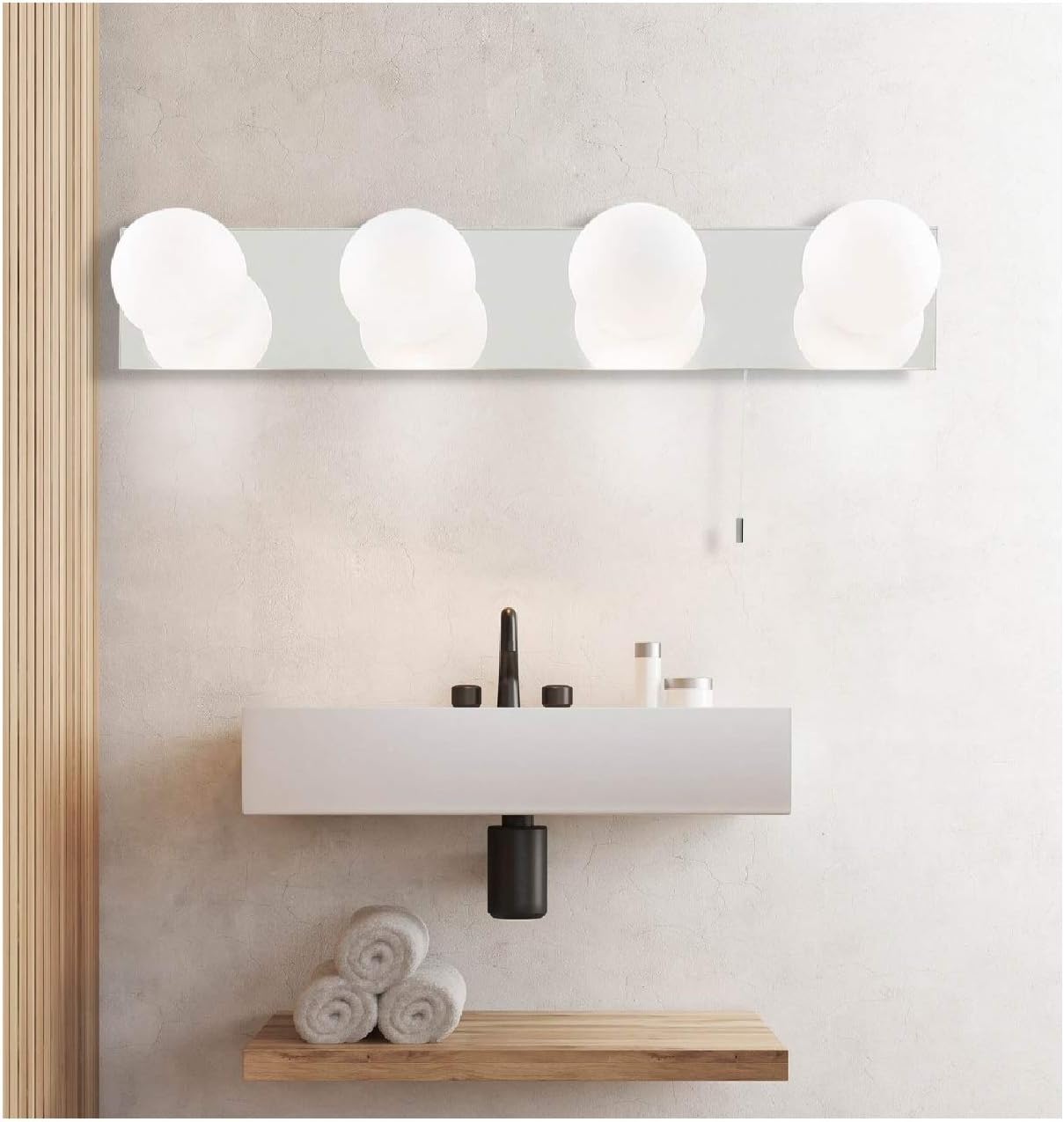 Marco Tielle"Hollywood" Bathroom IP44 Mirrored Wall Light with Opal Globes