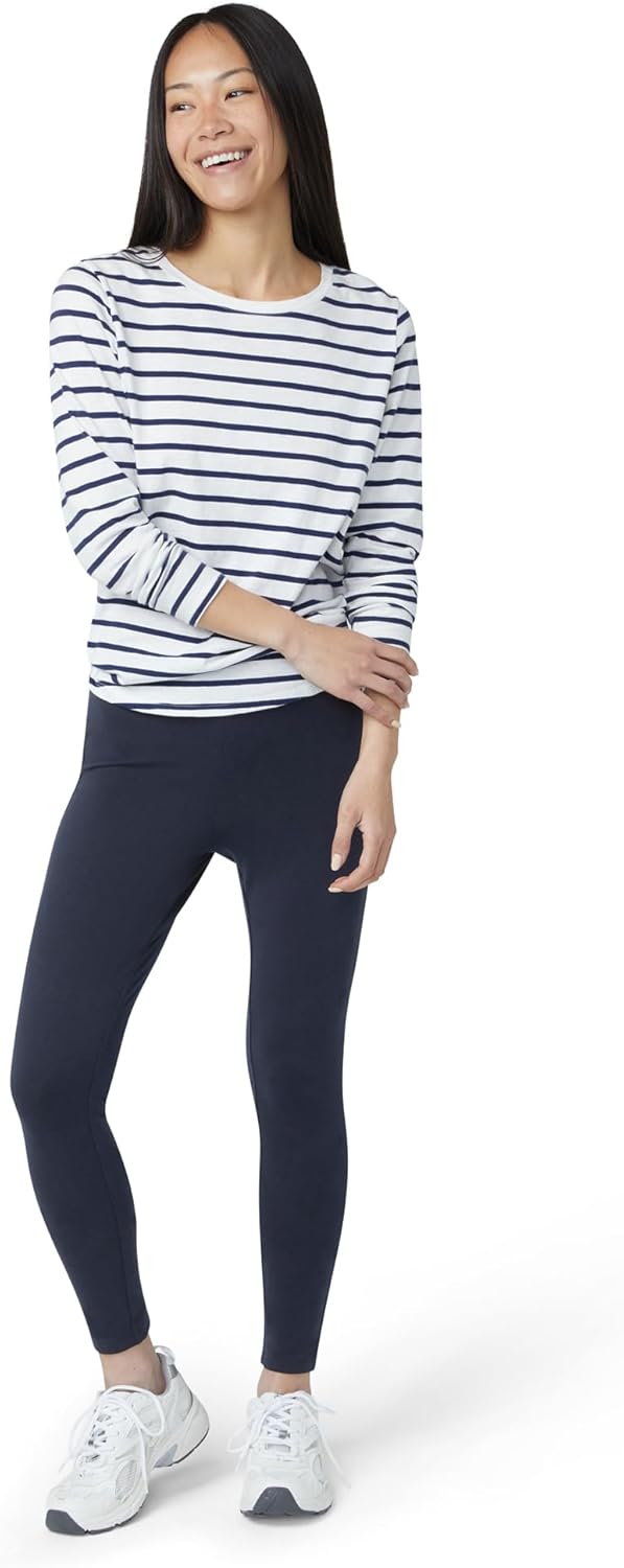 HUE Womens Wide Waistband Blackout Cotton Leggings, Assorted - Image 7