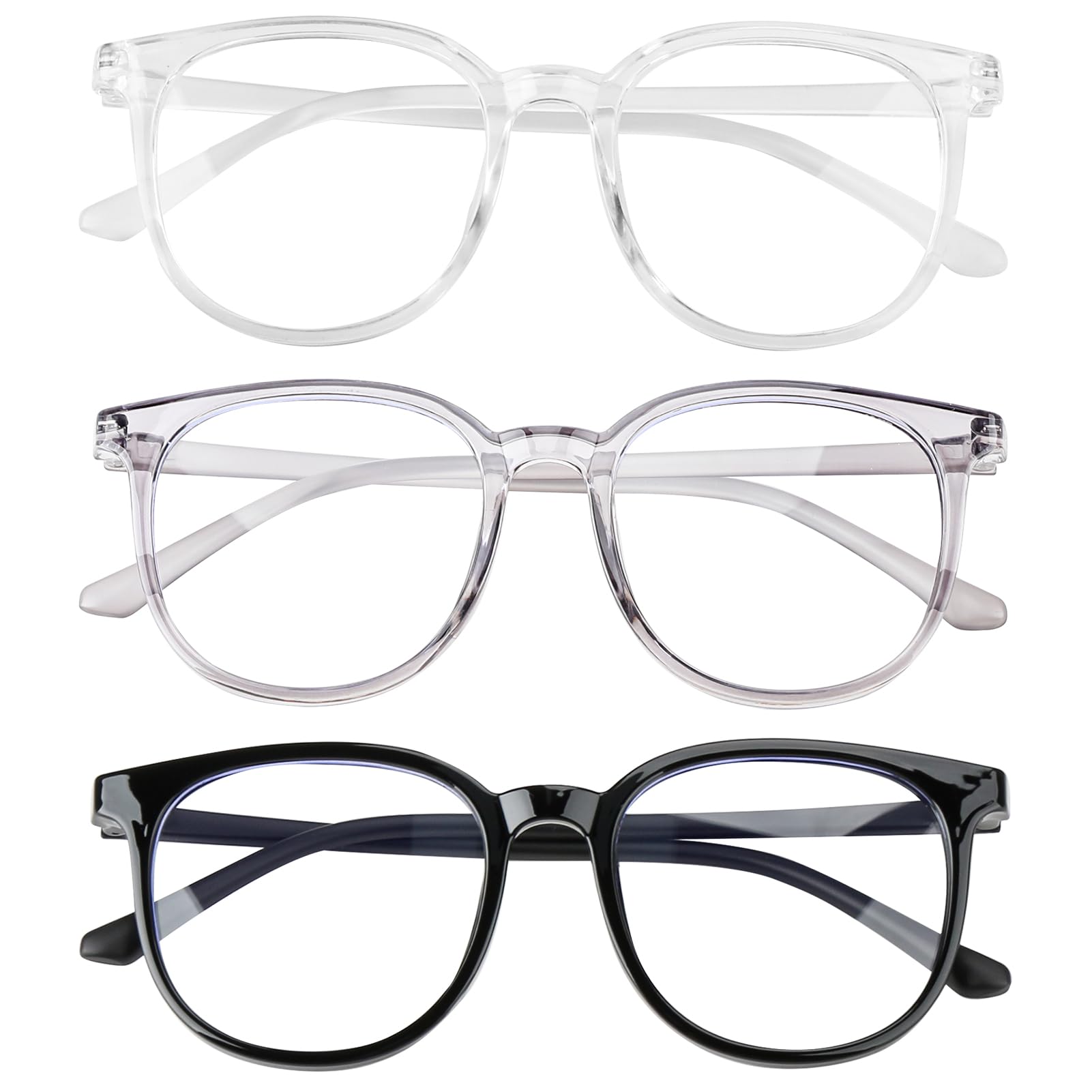 Witwar Blue Light Blocking Glasses, Black Gery Clear
