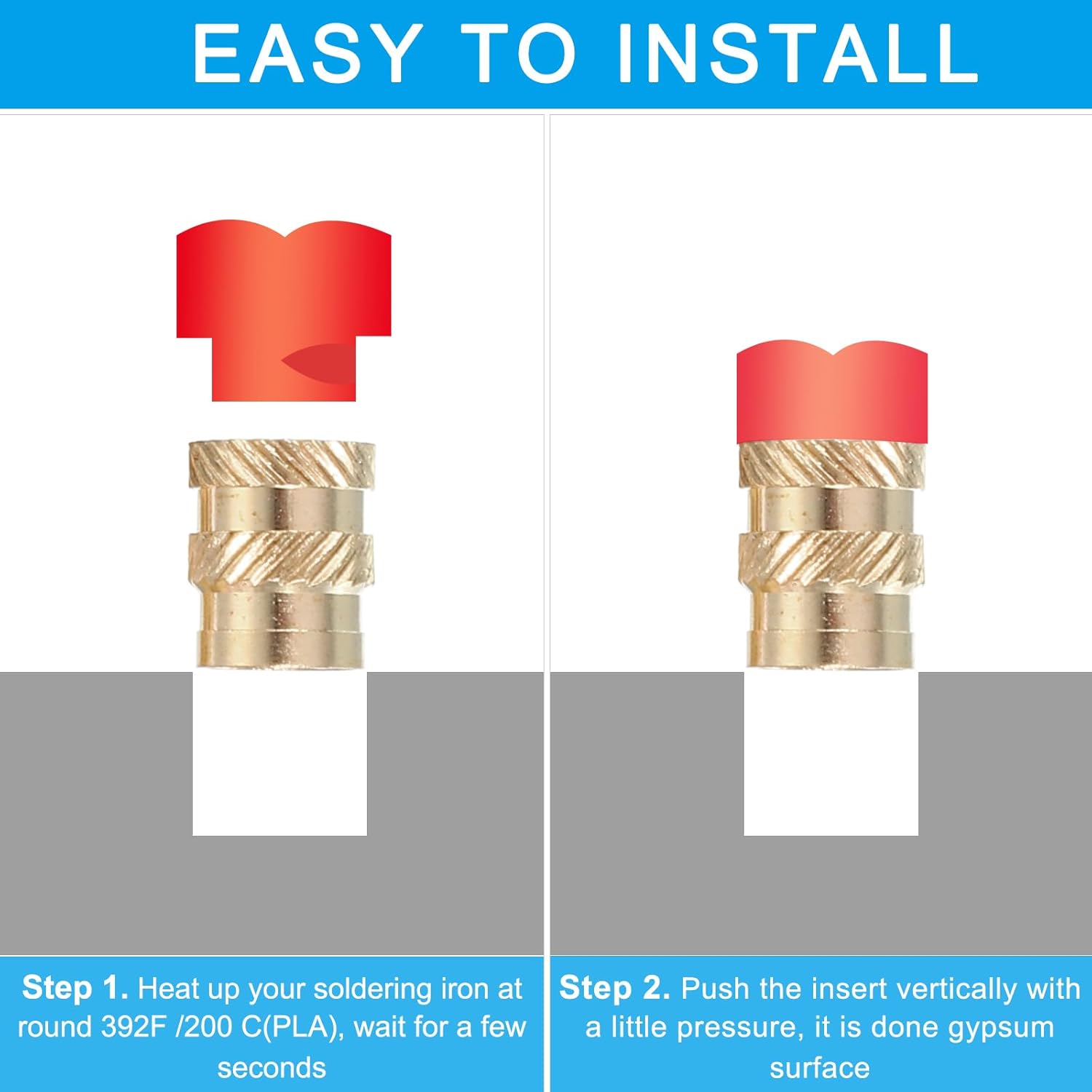PATIKIL M6x12.7x8.7 mm Brass Threaded Insert, 100 Pcs Metric knurled Nuts Heat Set Insert for Plastic & 3D Printing Components
