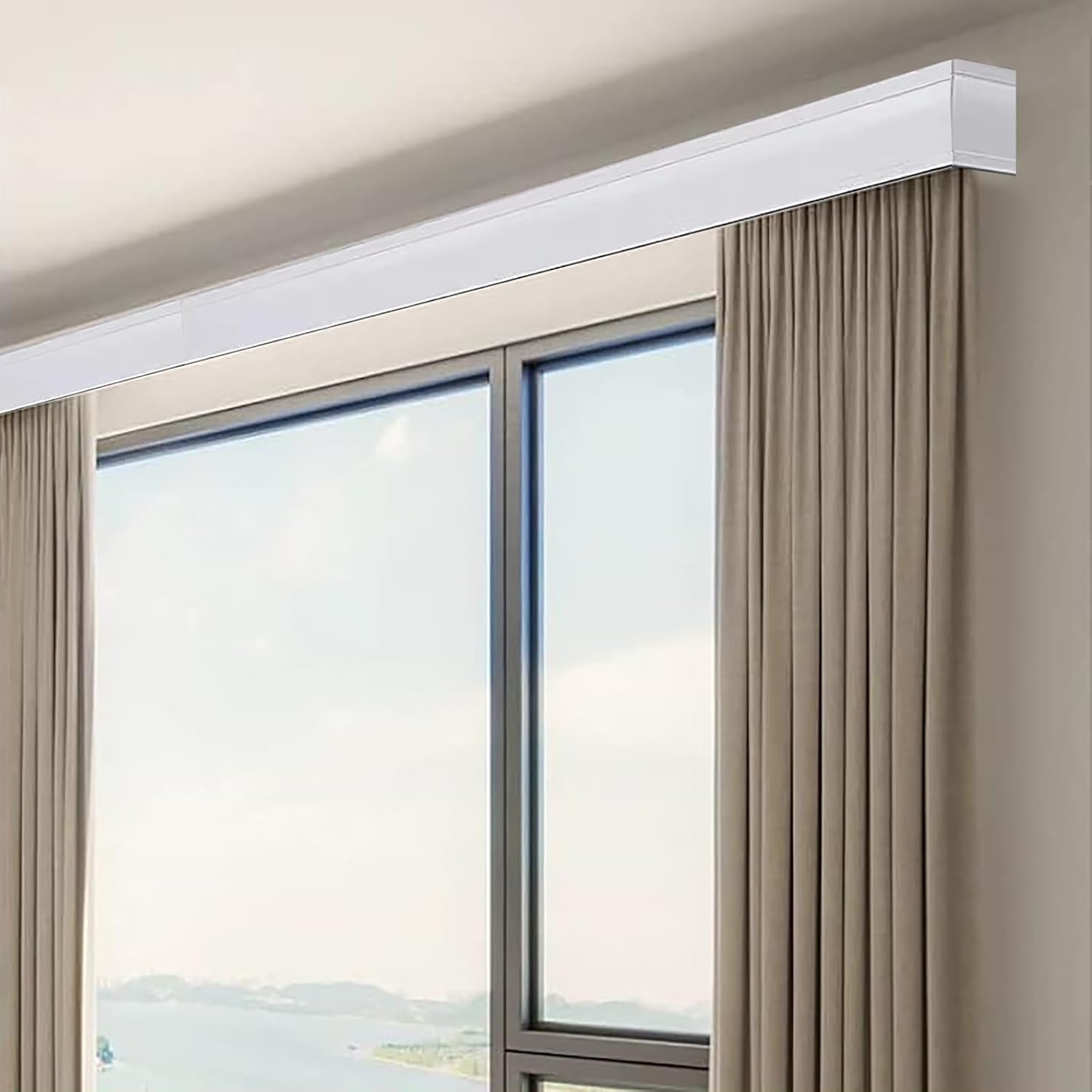 カーテンレール カーテンボックス付き上部/側面取り付けダブルカーテン