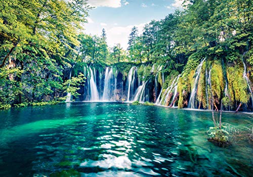 Wandmotiv24 Foto Murale Cascata con lago M 250 x