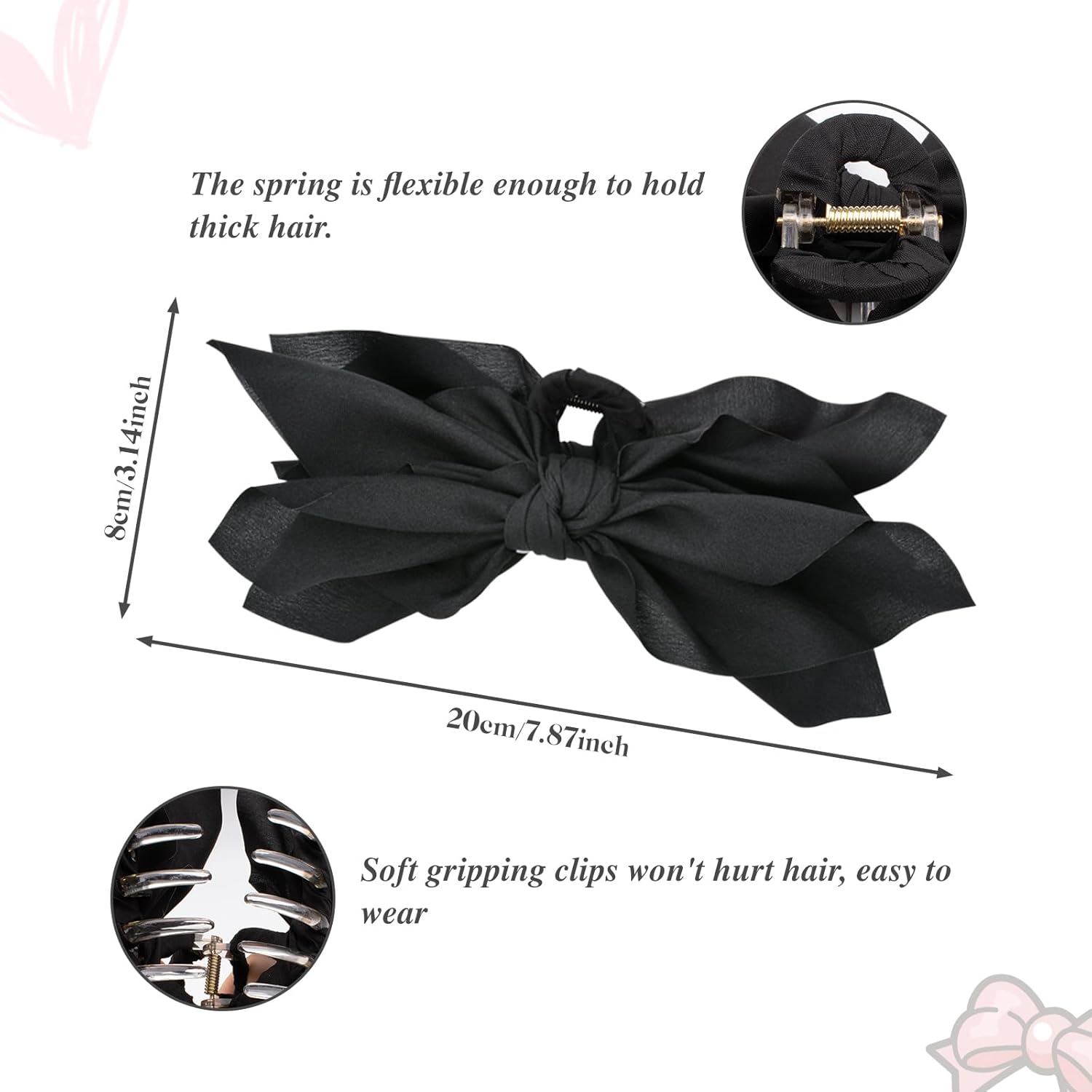 Bow Claw Clips Bow Hair Clips 4PC Big Hair Bows for Women Butterfly Styling Large Hair Clips for Thick Hair for Girls Hair Accessories for Teen - Image 4