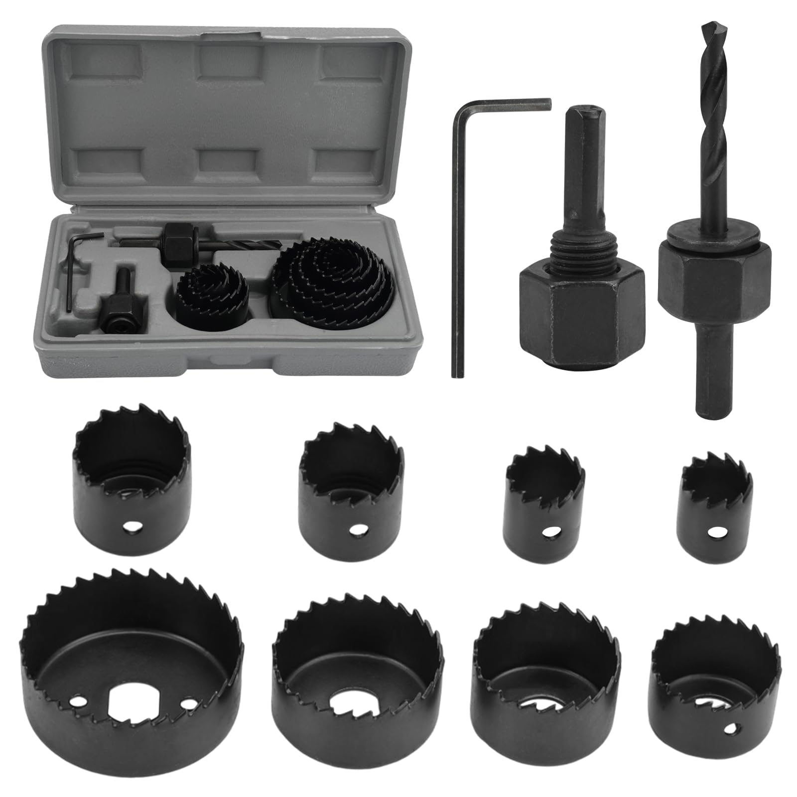 11 Pieces Hole Saw Sets, 19-64mm Wood Hole Cutters for Drilling Soft Metal
