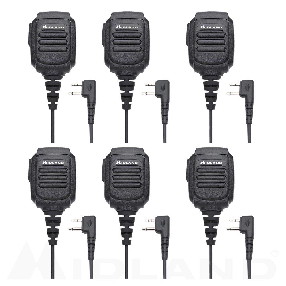 Midland AVPH10 Handheld/Wearable Speaker Microphone with Push-to-Talk for GMRS Radios (6-Pack)