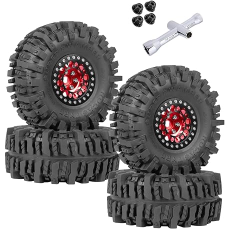 RC 1.9 Beadlock Wheels and Tires for 1/10 Axial SCX10 RC Crawler