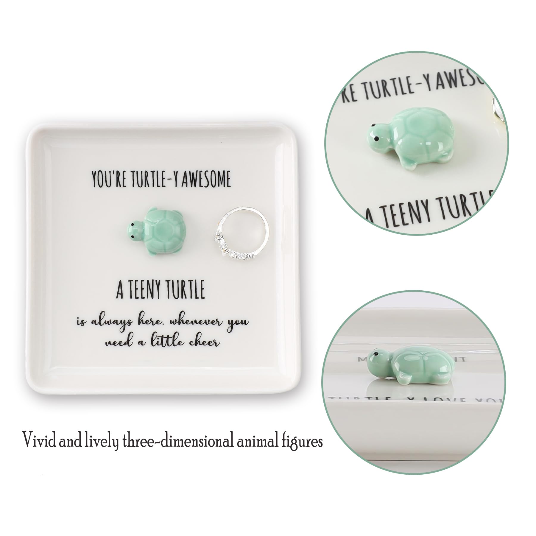 HOME SMILE Turtle Ring Dish Tray- Birthday Gifts for Women Friends Mothers Day Graduation Teacher Appreciation Retirement Christmas,You're Turtley Awesome
