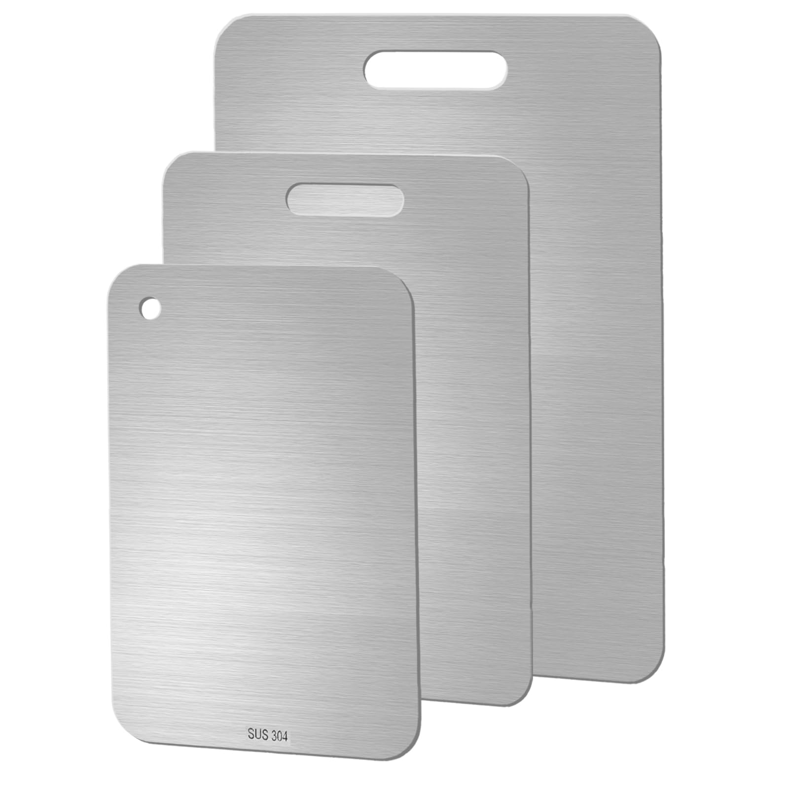 3Pcs Stainless Steel Cutting Boards for Kitchen, Double-Sided Thick Chopping Board, Heavy Duty Food Grade Cutting Board for Meat, Vegetables, Home Kitchen Cooking