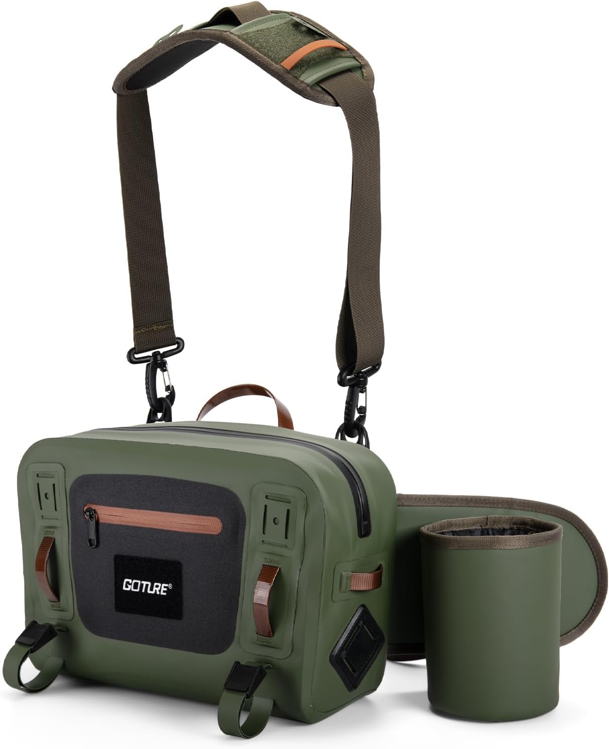 Goture Waterproof Fishing Waist Pack,IPX8 840D TPU Large Tackle Bag with Rod Holder,Airtight Zipper Closure,Detachable Water Bottle Holder, 10L Fly Fishing Bag with Adjustable Strap,Sling Fanny Pack - Image 8