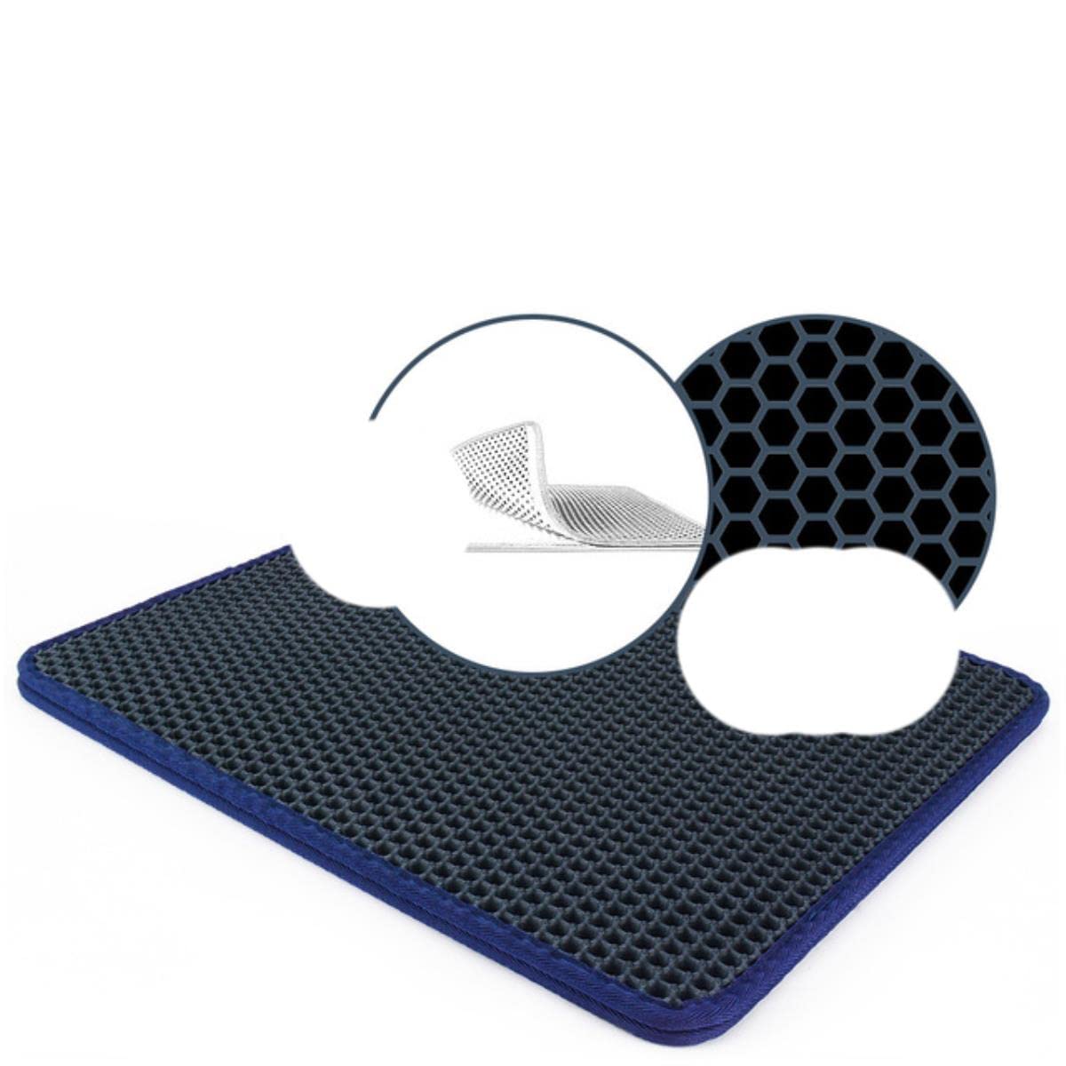 Tappetino per lettiera per gatti a colori Impermeabile Doppio strato antiscivolo Tappetino per lettino per gatti per animali domestici Accessori per animali domestici lavabili e lavabili-Split Blu na