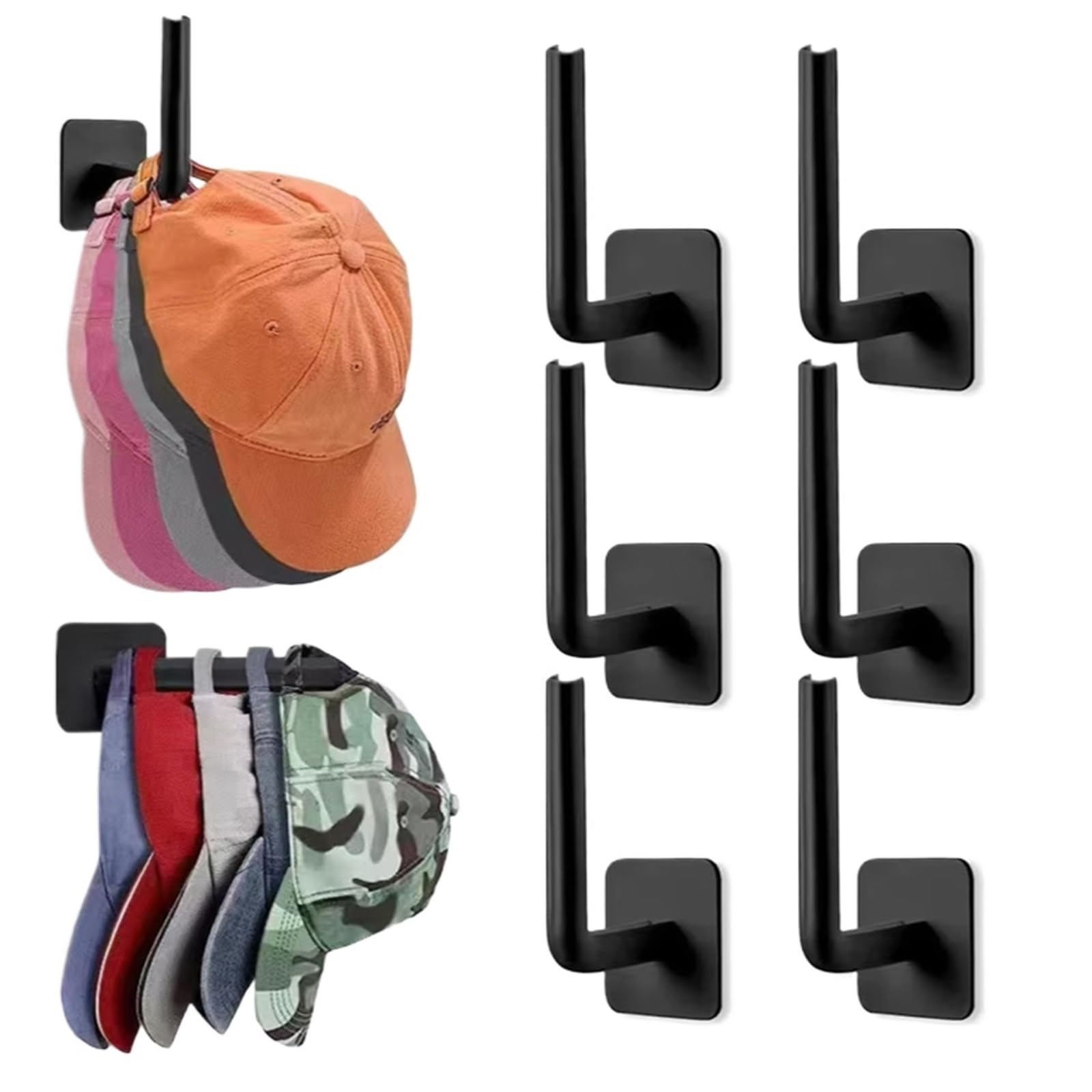 TRRYUIP Hat Storage 2/4PCS No Punching Strong Paste Hook Shelf Hat Rack Adhesive(6PCS)
