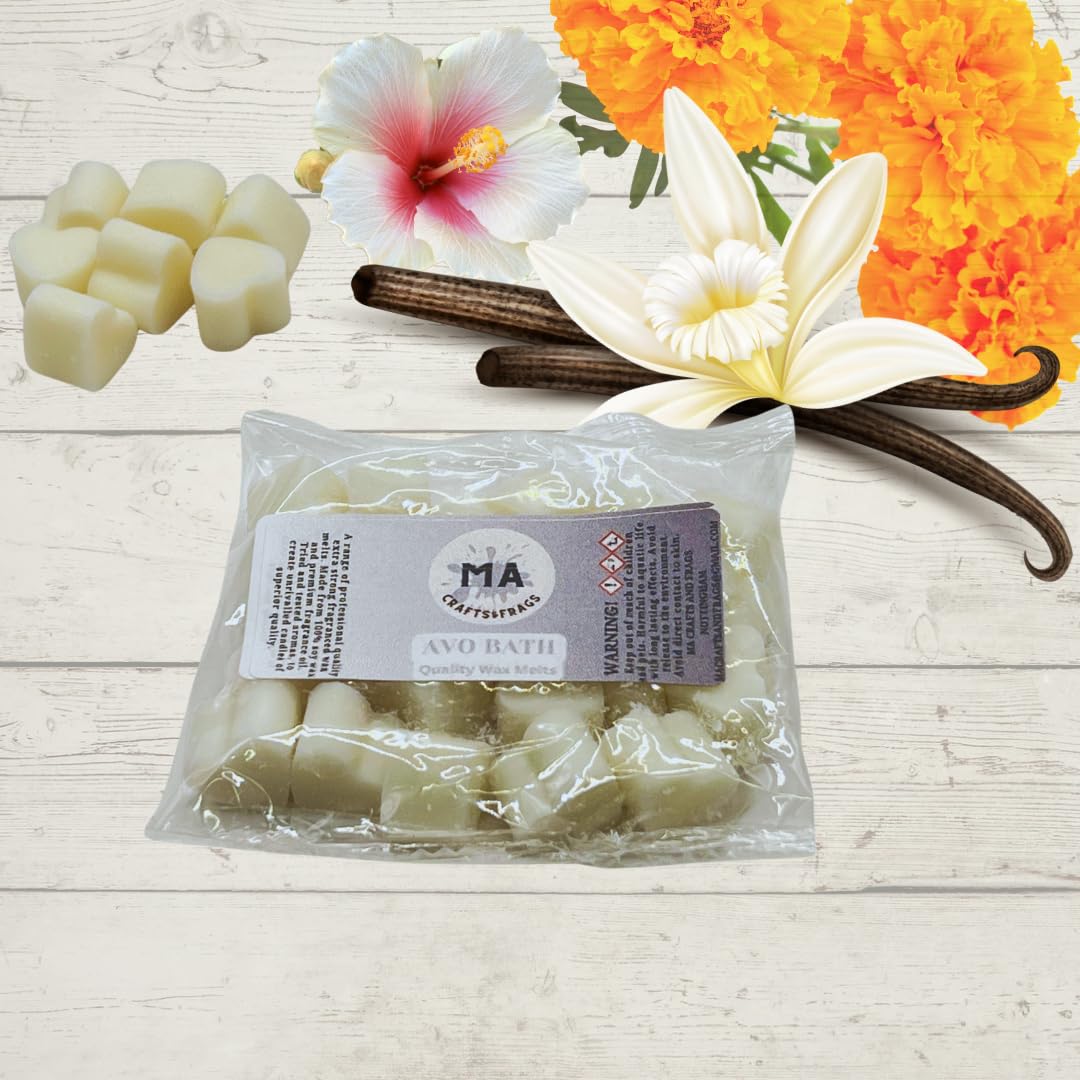 Ma Crafts&Frags Multicolour 20 X Highly Scented Wax Melts Mini Hearts Handmade, Cruelty Free, Vegan Many Fragrances (Avo Bath)