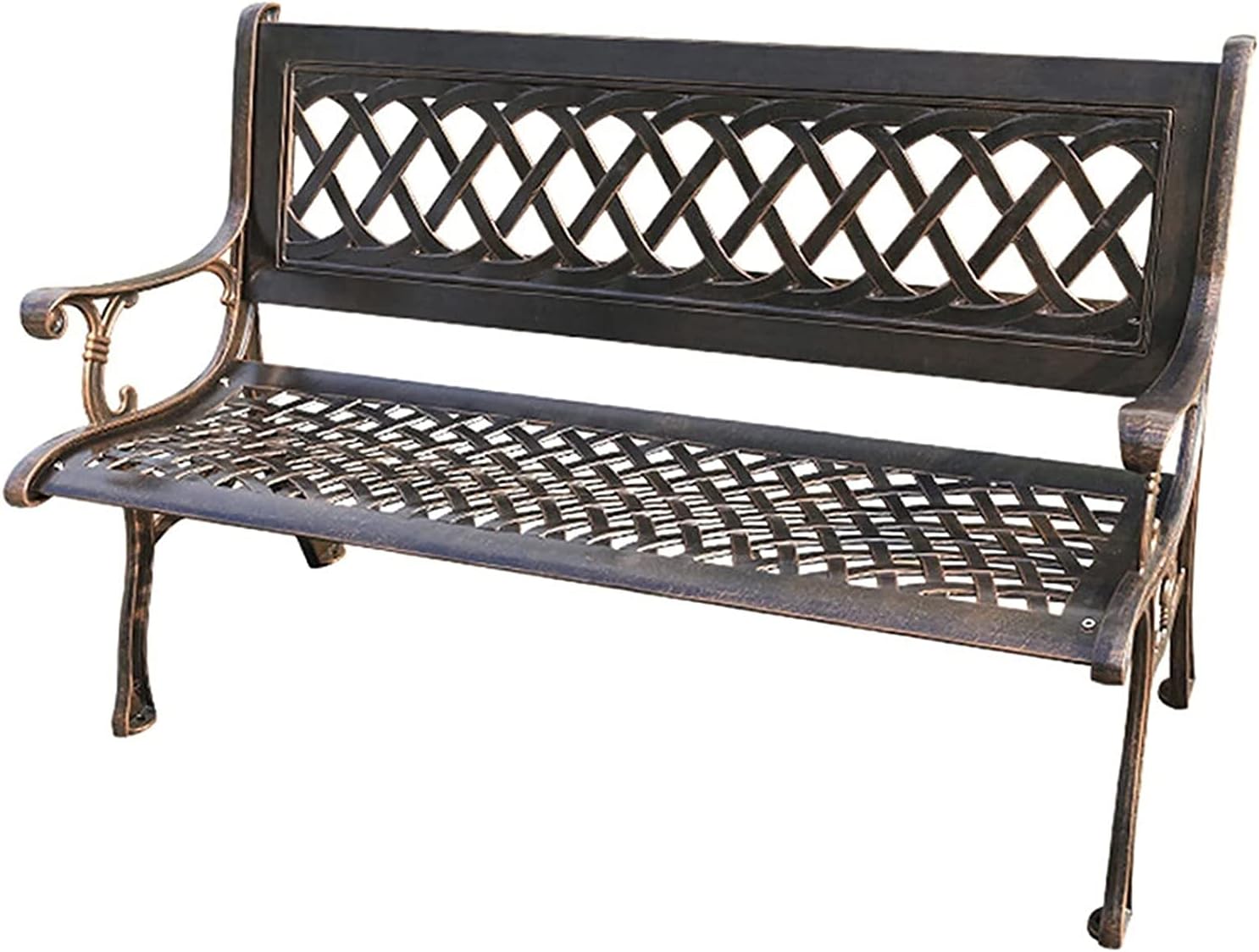 DICOINA Outdoor Bench Patio Bench, Front Porch Furniture, Park Terrace Bench Courtyard Bench, Full Cast Aluminum Outdoor Garden Bench with Backrest and Armrests, Can Ac