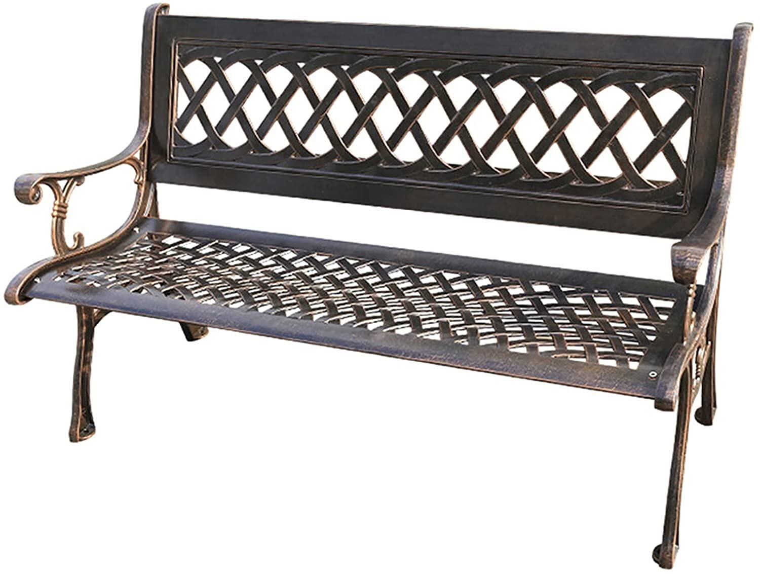 DICOINA Outdoor Bench Patio Bench, Front Porch Furniture, Park Terrace Bench Courtyard Bench, Full Cast Aluminum Outdoor Garden Bench with Backrest and Armrests, Can Ac