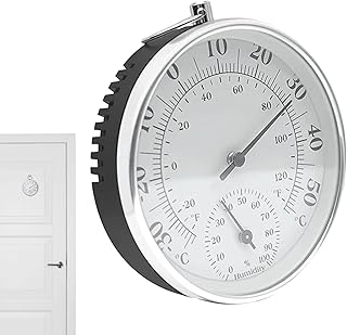 Outdoor Thermometer,3.84in Outdoor Thermometer Large Numbers, Wall Thermometer Hygrometer with High Accuracy and Calibration - Battery Free Temperature Thermometer Humidity Gauge for Patio, Pool, Quyu