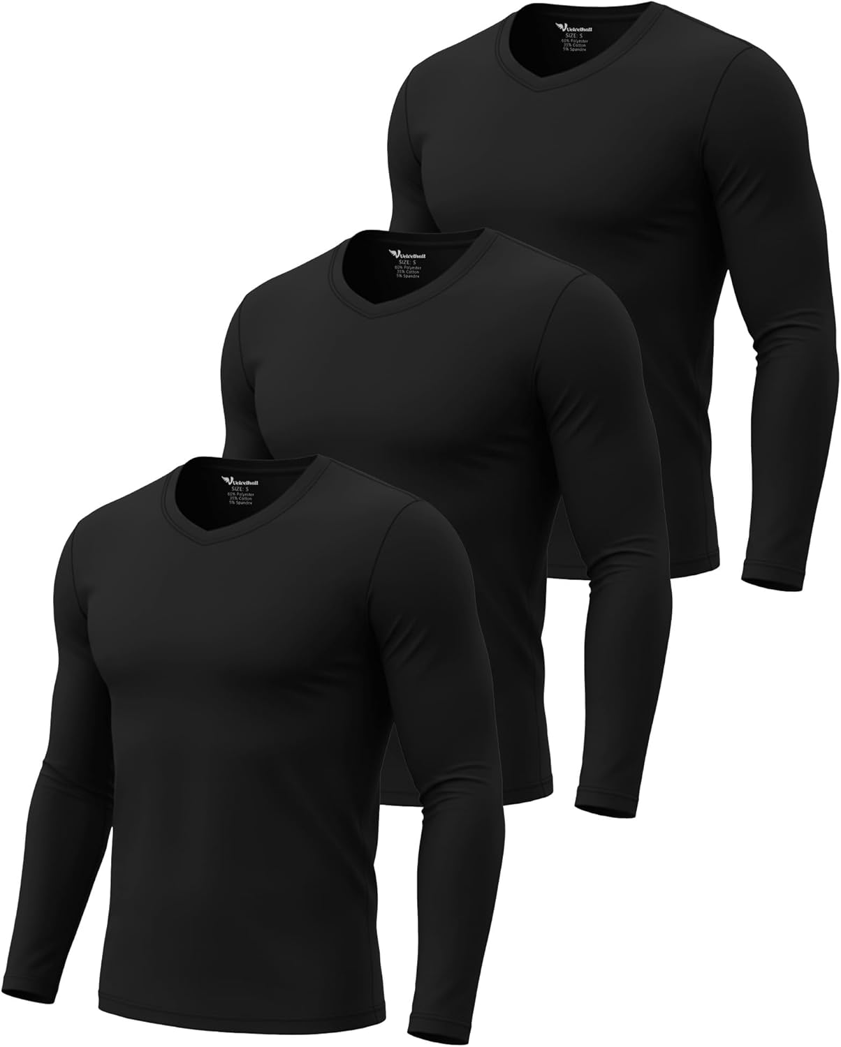 3 Pack Men's Long Sleeve Underscrub Nurse V Neck Scrub Undershirts Fitted Base Laye... - Image 3