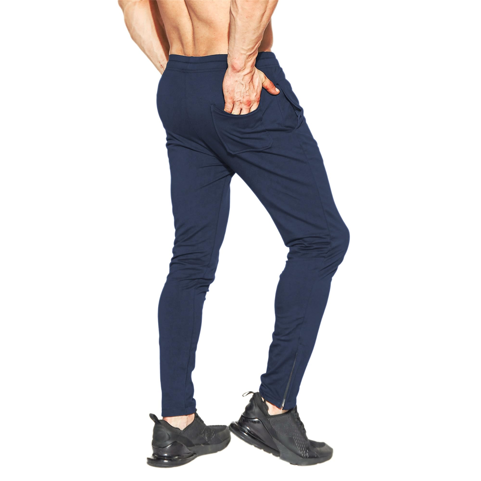BROKIG Pantalon de Jogging Zippé pour Homme Sport Coton Fitness