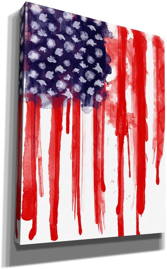 Epic Graffiti American Flag Splatter by Nicklas Gustafsson Giclee Canvas Wall Art, 12" x 16", Red