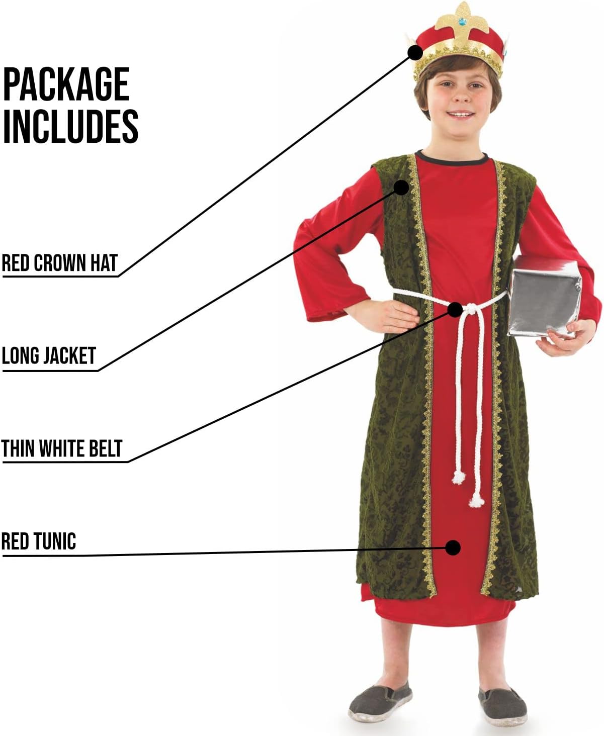 fun shack Red Wise Man Costume for Kids, Wiseman Costume Boys, Nativity Costumes for Kids, Boys Christmas Costumes - Image 3