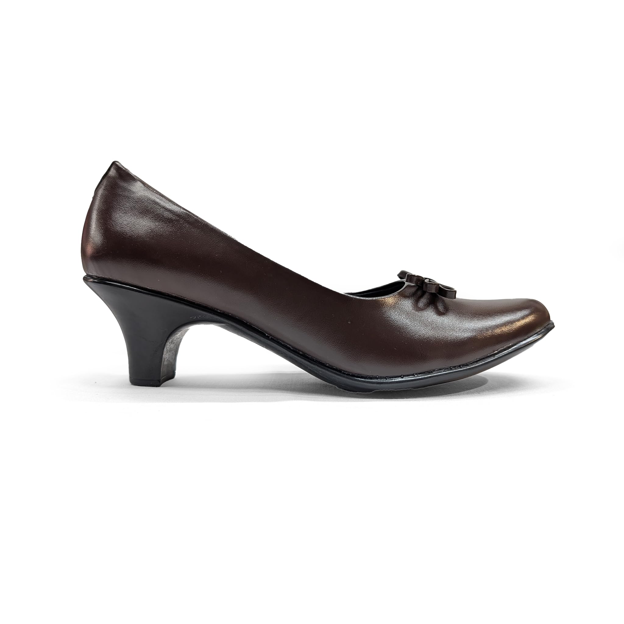the snazz store Women's Bella Bow Pumps | Brown Closed Toe Mid Heel Shoes | Premium Vegan Leather | Comfortable Office, Party & Formal Wear-picture-32