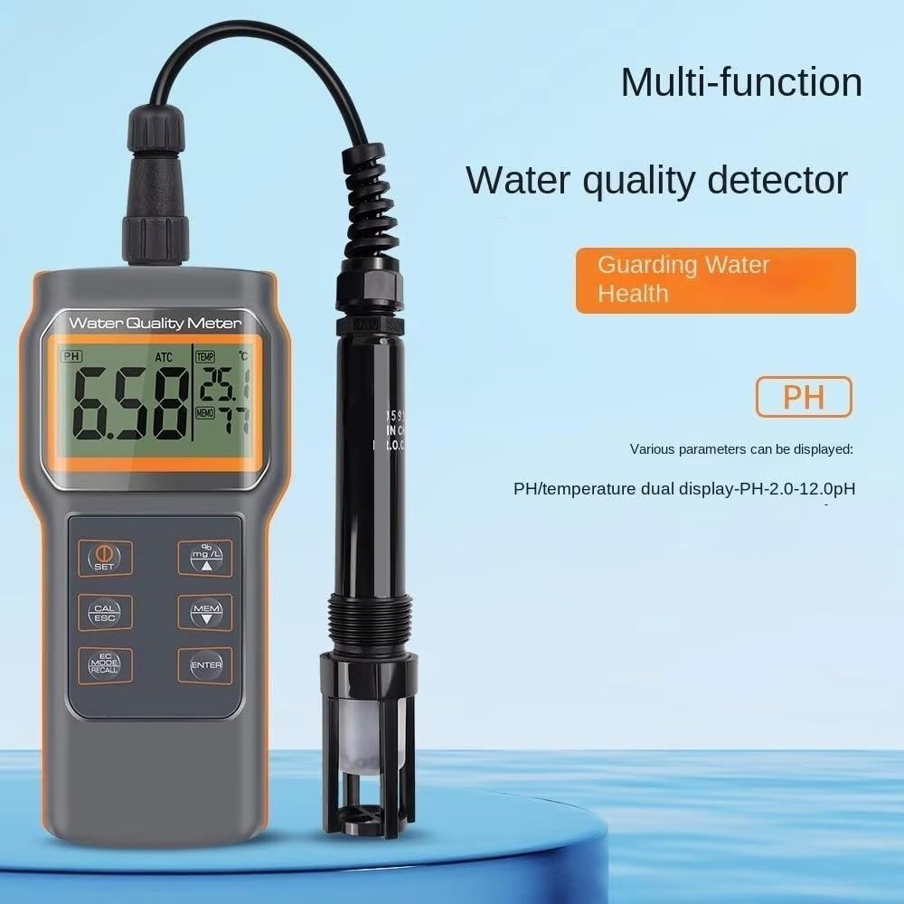 Misuratore di qualità dell'Acqua Portatile 5 in 1, Tester di salinità DO PH EC TDS con sonda DO Fluorescente Intercambiabile da 30 cm