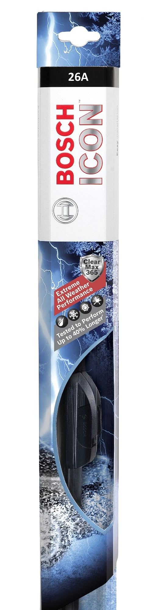 Bosch ICON 26A Wiper Blade, Up to 40% Longer Life* - 26" (Pack of 1) by Bosch - Used condition - CA$24.79