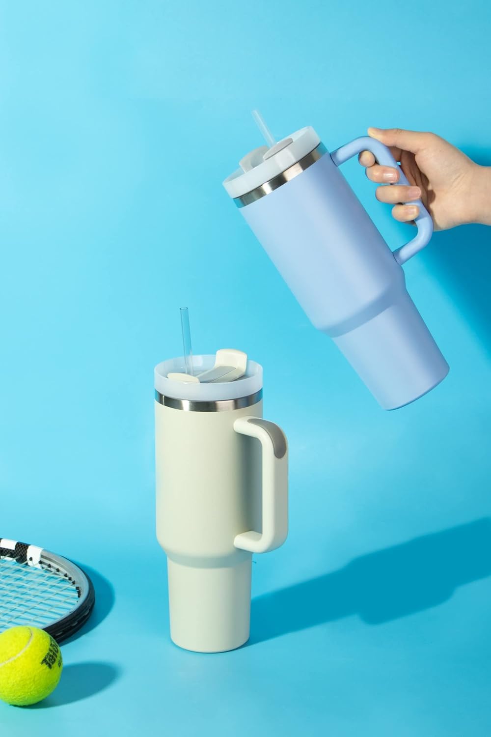 40 oz Tumbler With Handle and Straw Lid,Simpl Moder Double Wall Vacuum Sealed Stainless Steel Insulated Tumblers,Travel Mug for Hot and Cold Beverages,Thermos Travel(Sakura flower) - Image 6