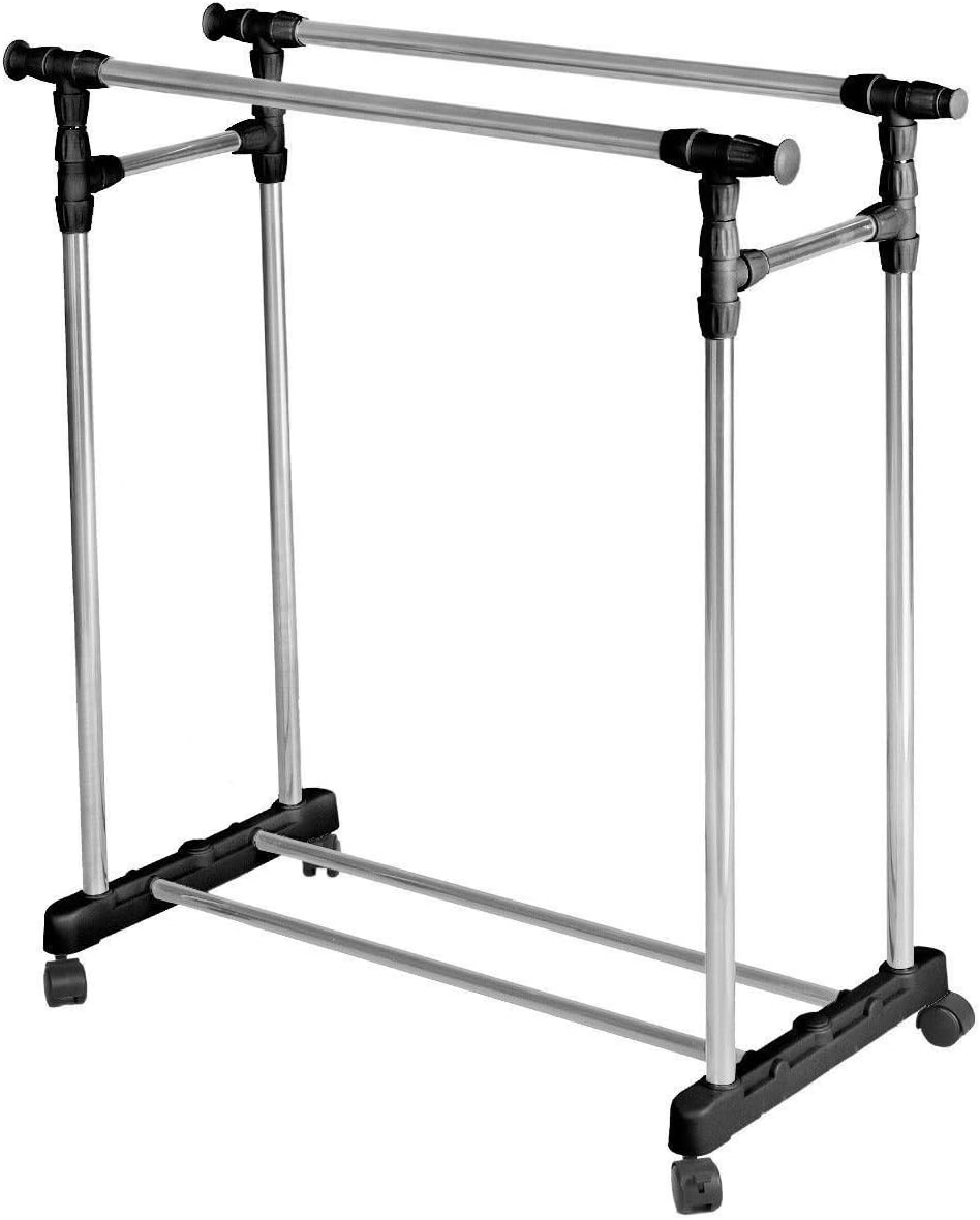 Heavy Duty Double Adjustable Portable Clothes Rack Hanger