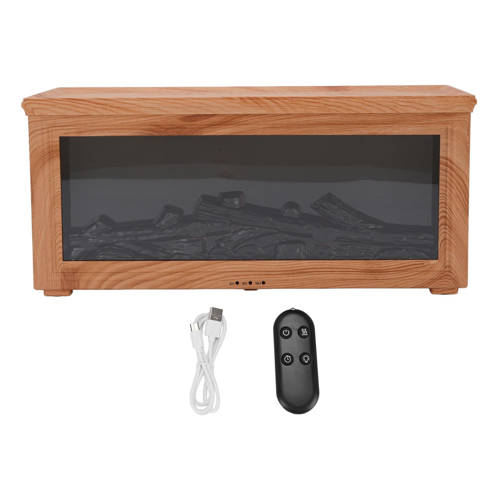 GOWENIC Diffusore di Aromaterapia per Caminetto con Venature del Legno da 180 Ml, Diffusore di Oli Essenziali Ad Ultrasuoni da 280 Ml con Simulata, Umidificatore per Luce Notturna a 7 Colori con