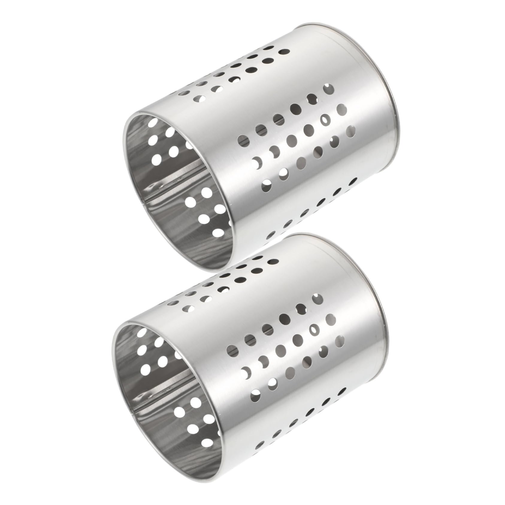 OKUMEYR 2Pcs Thickened Stainless Steel Utensil Holder with Drainage Kitchen Storage for Forks Knives and Chopsticks Compact and Lightweight Design