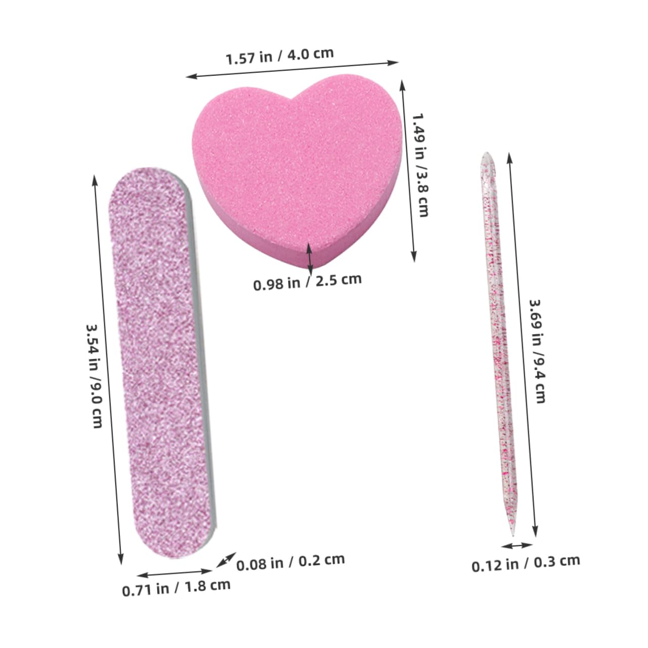 Gogogmee 20Sets Manicure Tool Kit with Heart Shaped Sponge Files Nail and Files for Smooth Polishing for Professionals and Home Use Total