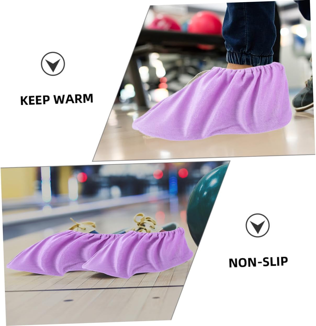 2 Pairs Non Slip Indoor Bowling Shoe Covers Reusable and Washable Durable Booties for Indoor Sports Space Saving Design Adult