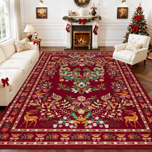 8x10 Area Rugs Living Room Rug: Christmas Washable Rug Floral