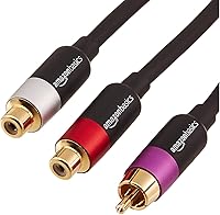 Vista 1 de Yaxa Basics Cable divisor RCA Y-Adaptador, 2-hembra a 1 macho, chapado en oro, para subwoofer y reproductor de CD, doble blindado, 12