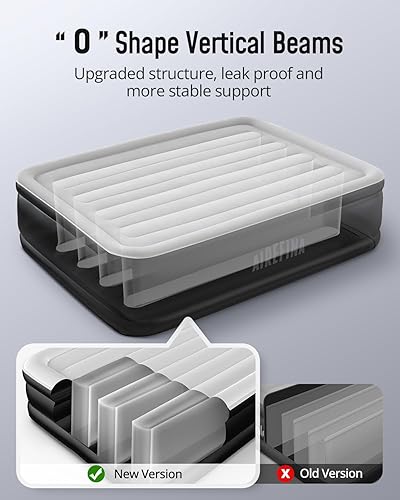 Miniatura 8 de Airefina Colchón de aire King de 18 pulgadas con bomba integrada, colchón inflable cómodo para el hogar y campamento, colchón inflable duradero con