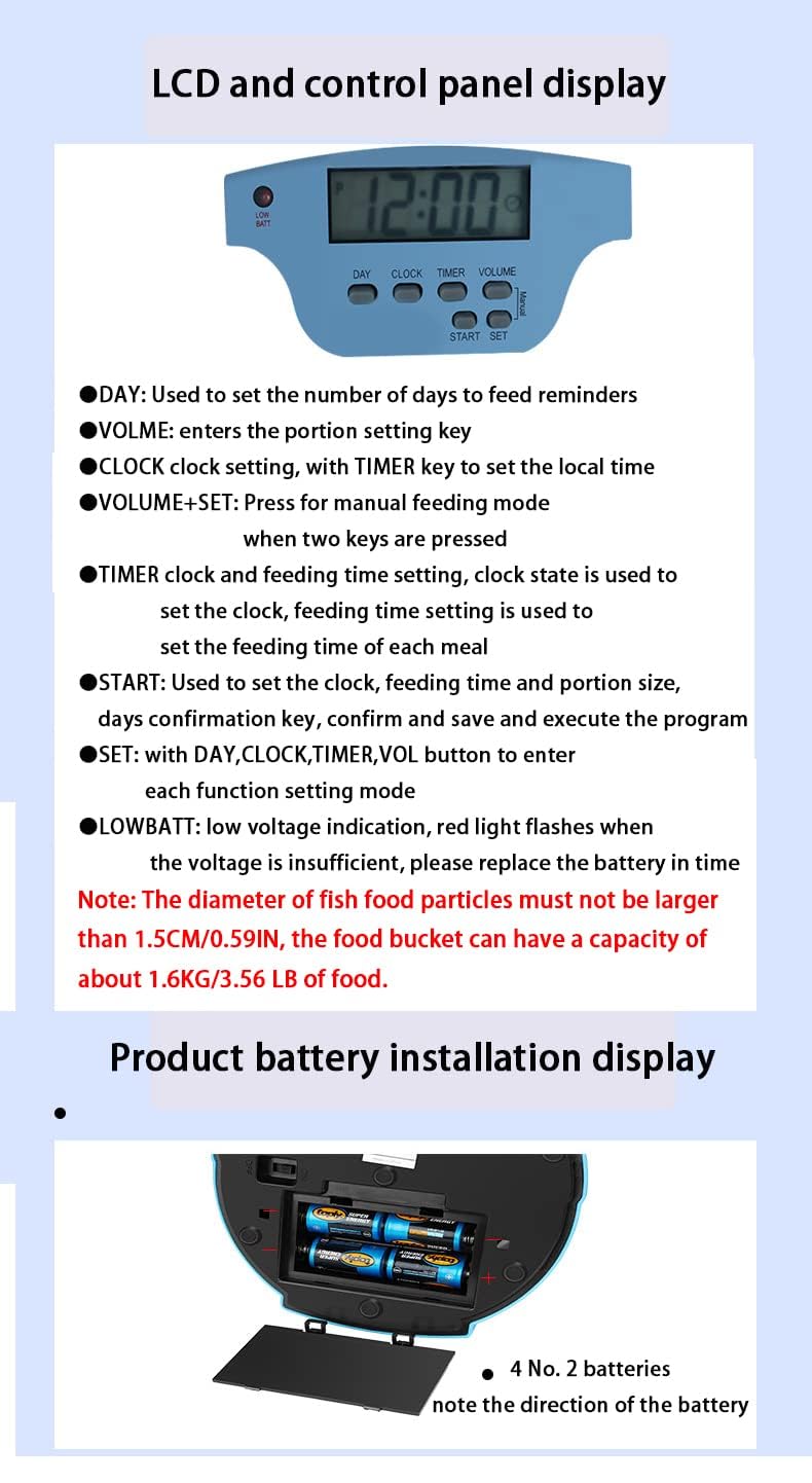 4.5L Pond feeder, Automatic fish feeder for pond outdoor, Fish feeder automatic dispenser, Timer High Capacity for Vacations & Hot or cold weather- battery powered - image 6