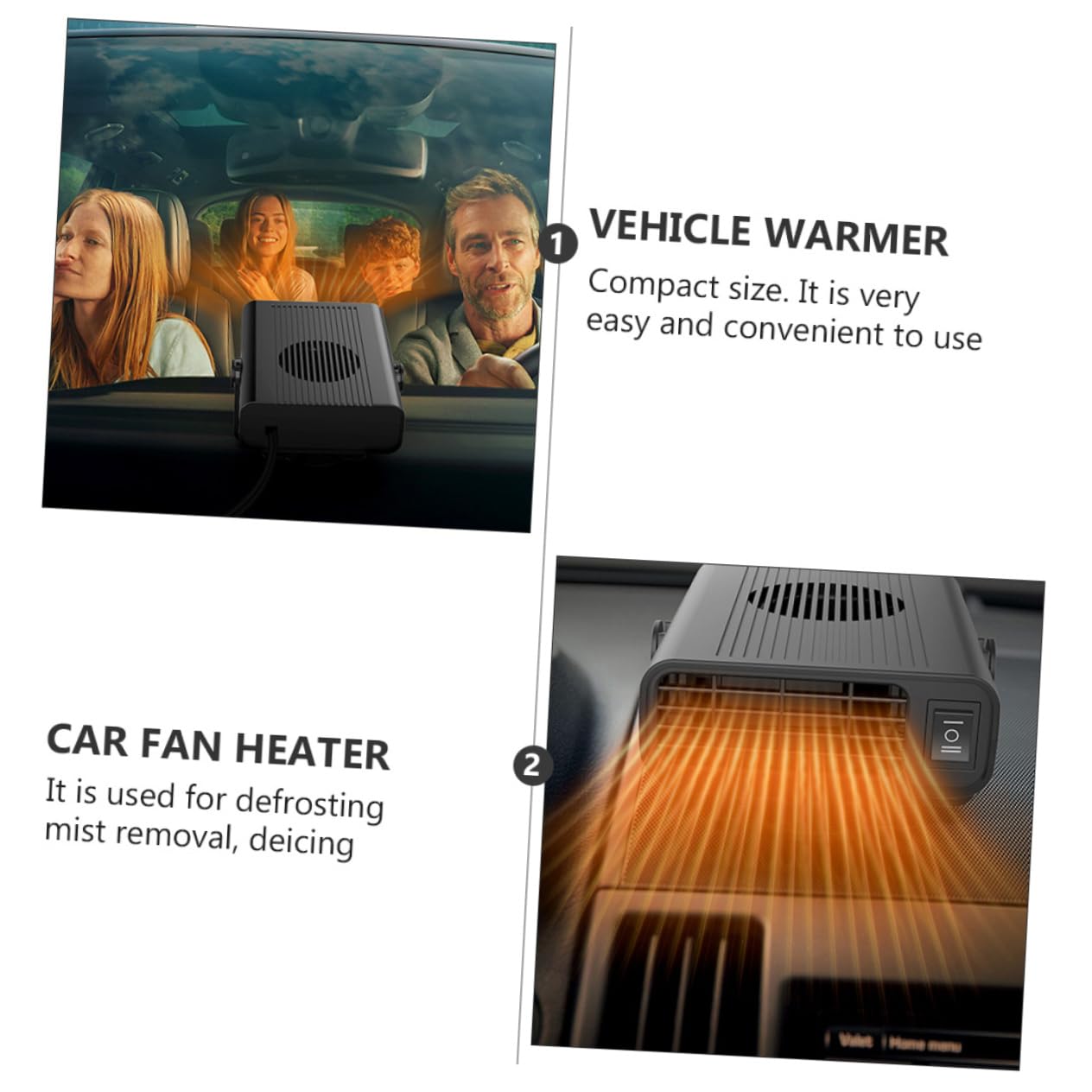 ULTECHNOVO 3stücke Autoheizung Defroster Tragbarer Heizlüfter Für Fahrzeuge Effektiver Scheibenenteiser Und Innenraumheizung Kompakt Und Material Für Kalte Tage