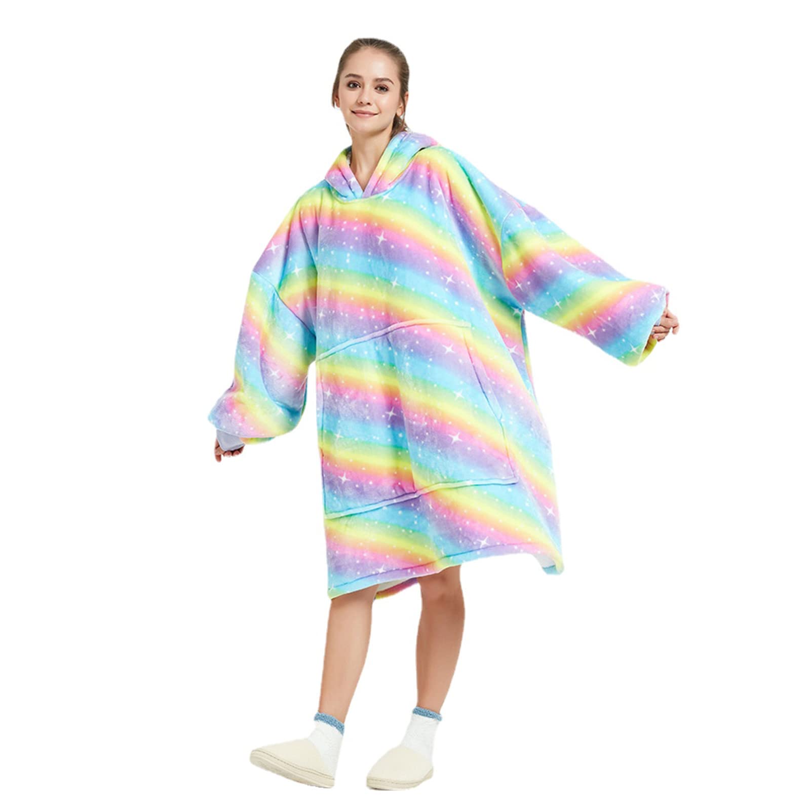 Felpa con Cappuccio Sherpa Oversize Pullover Sweatshirt, Felpa con Coperta Ultra Morbida Confortevole Blanket Hoodie per Adulti Uomo Donna