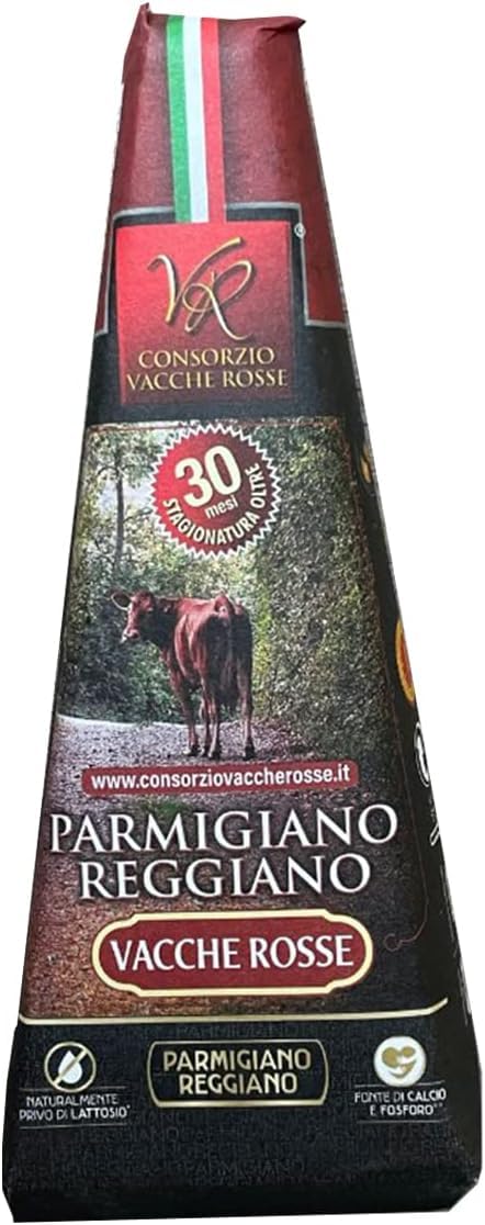 Consorzio Vacche Rosse - Parmigiano Reggiano DOP Vacche Rosse Razza Reggiana - 3 Stagionature, 24, 30 e 40 Mesi in Confezione Regalo con Coltellino - 3 x 250 g