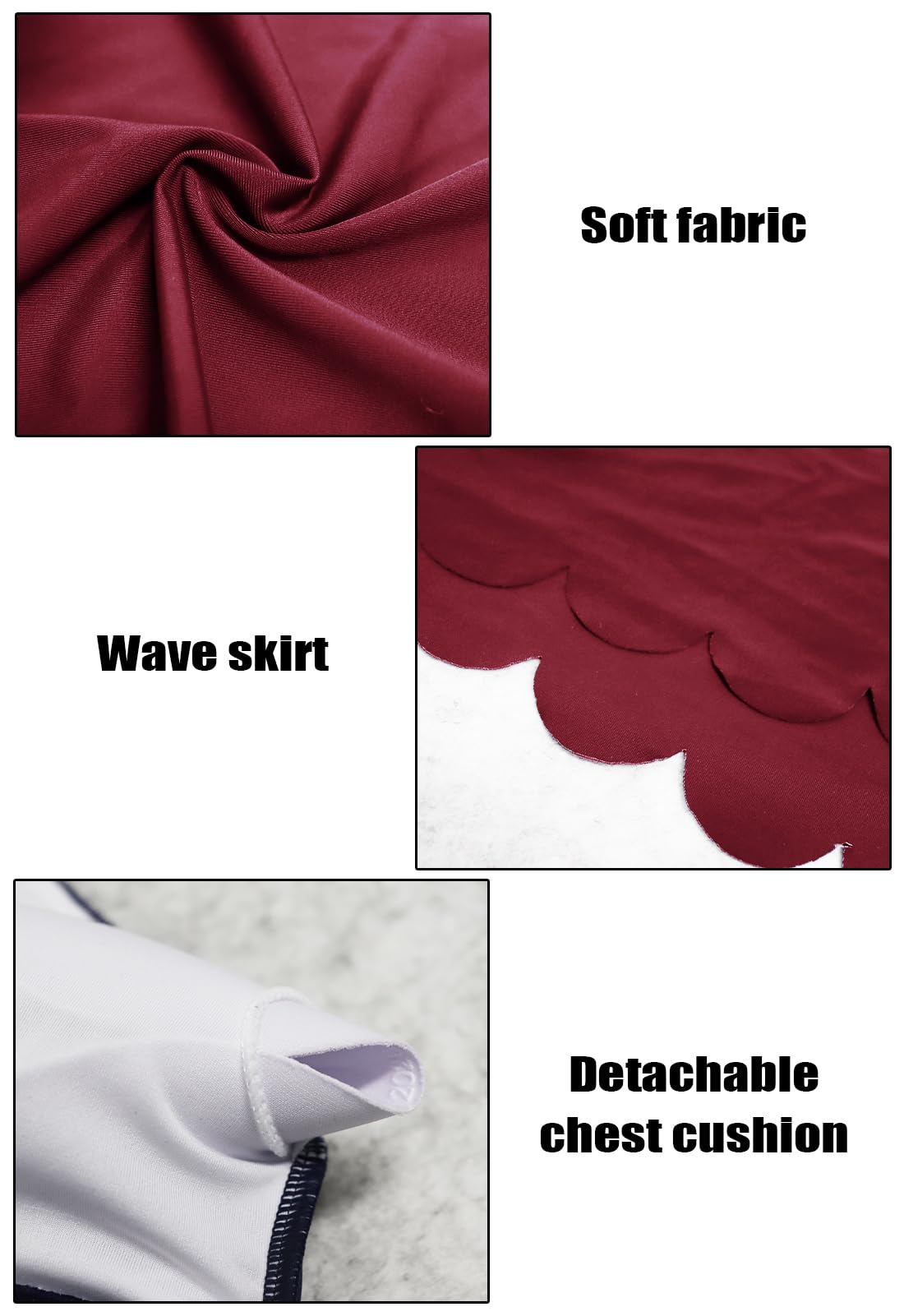 Rayson Tankini Donna Mare con Bordo Smerlato Costume Due Pezzi Push Up Costumi da Bagno Tankini Curvy Imbottito Reggiseno Tankini e Slip da Bagno Tummy Control