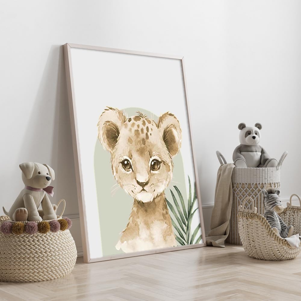 3 Laminas Animales Infantiles Personalizadas 30X40CM Poster Habitacion Bebe Cuadros Safari Infantil Niño Beige Verde Lienzo Infantil Selve Laminas Animales Salvajes Bebe Niño Habitacion sin Marco