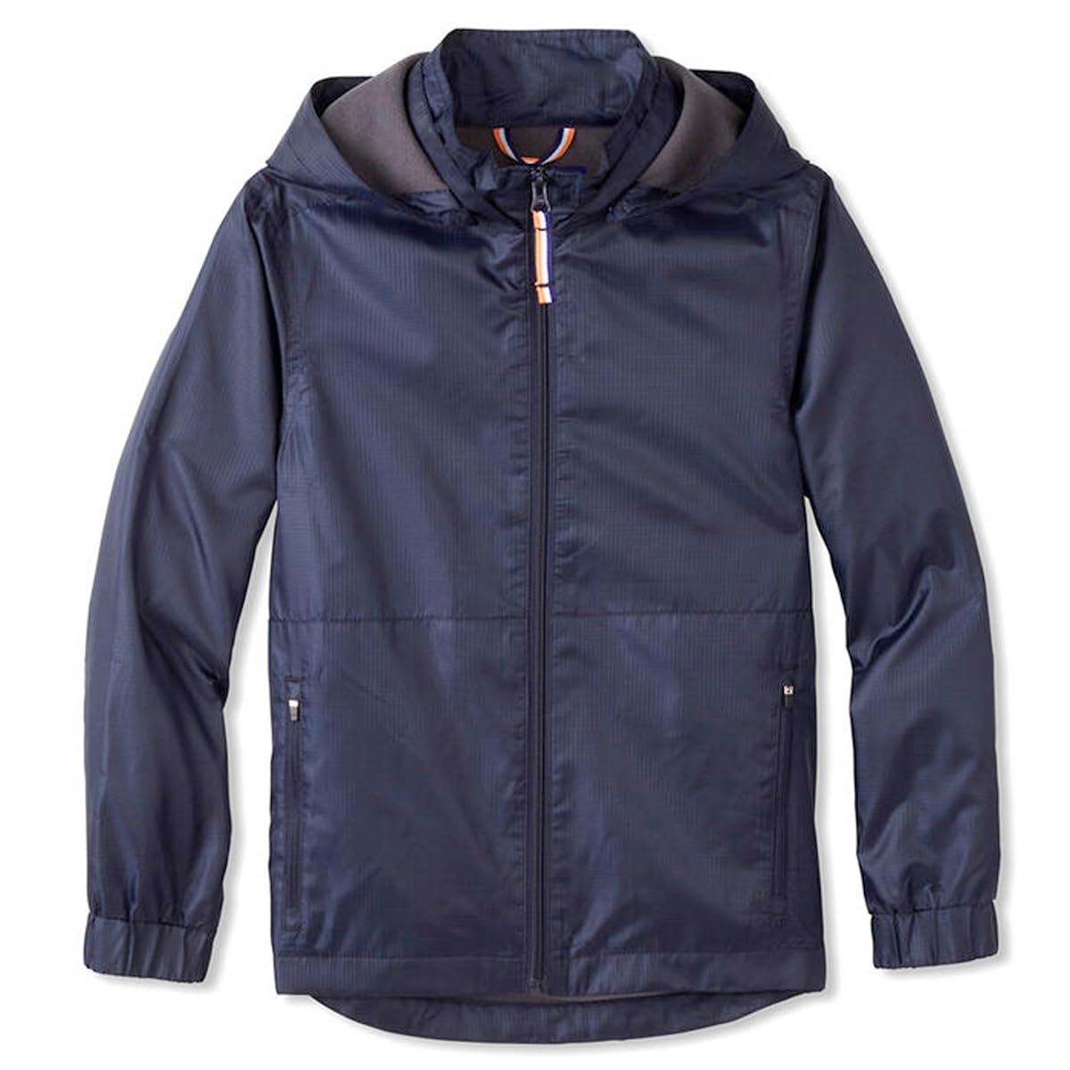Veste imperméable navy XXL à capuche modulable résolvant le manque d'espace